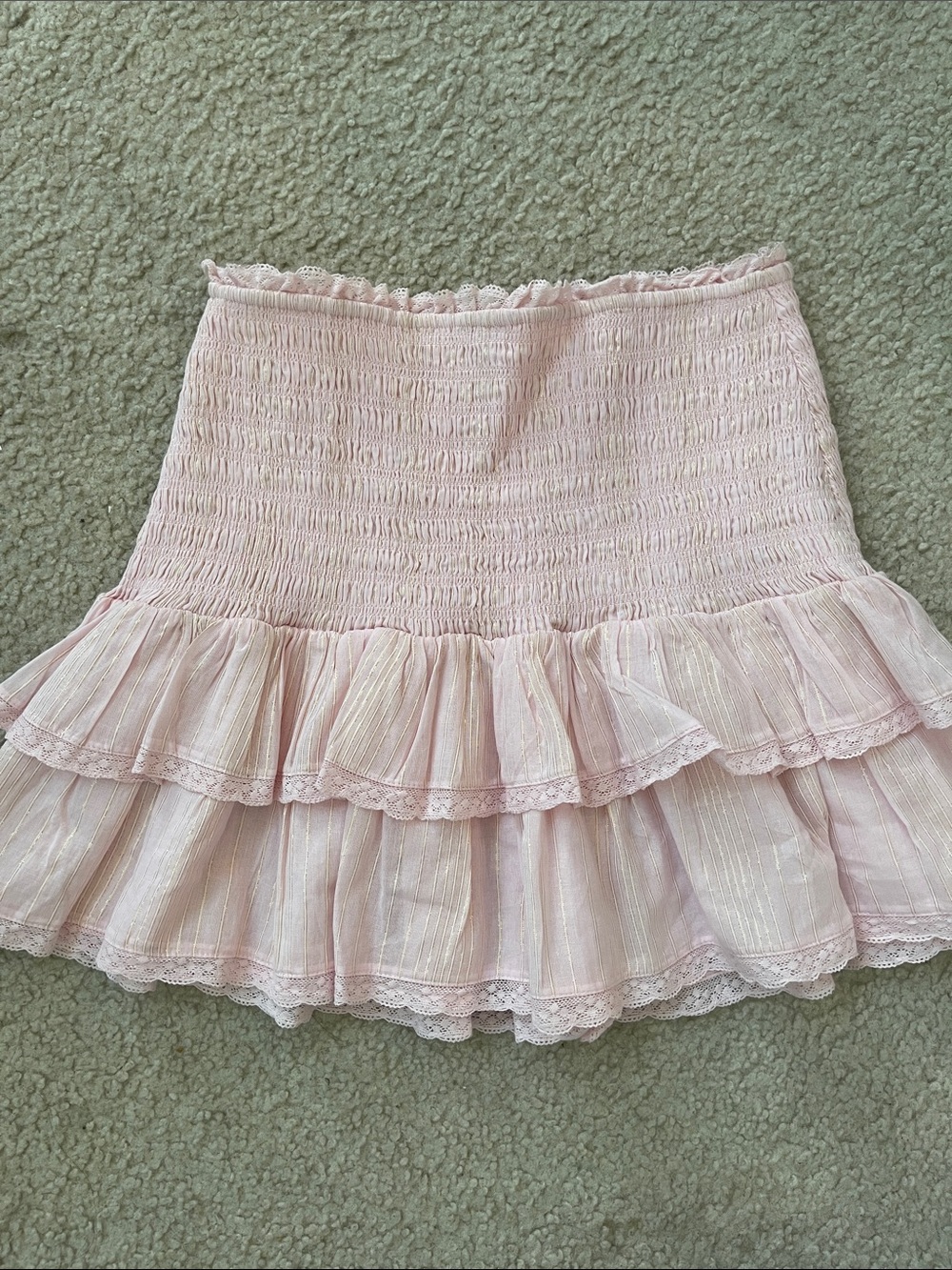 LoveShackFancy Pink Ruffled Skirt Size small